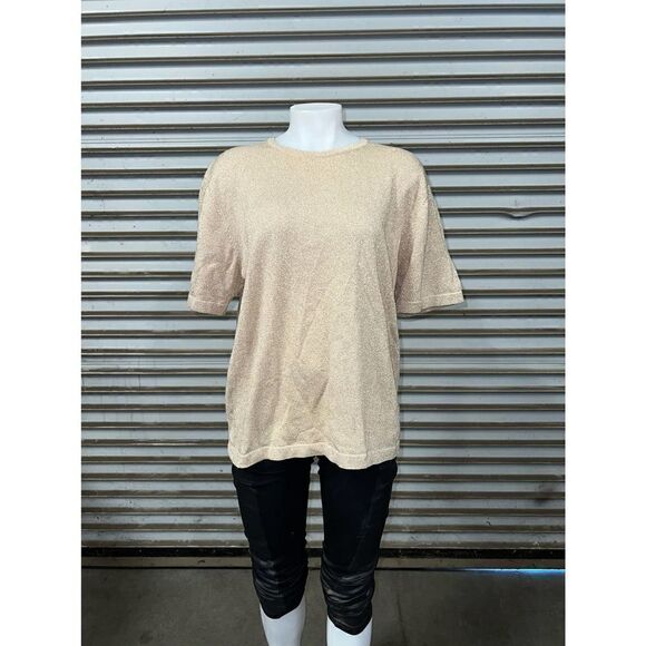 Lisa Originals top career cotton Rayon blend short sleeve metallic vintage - Picture 2 of 7